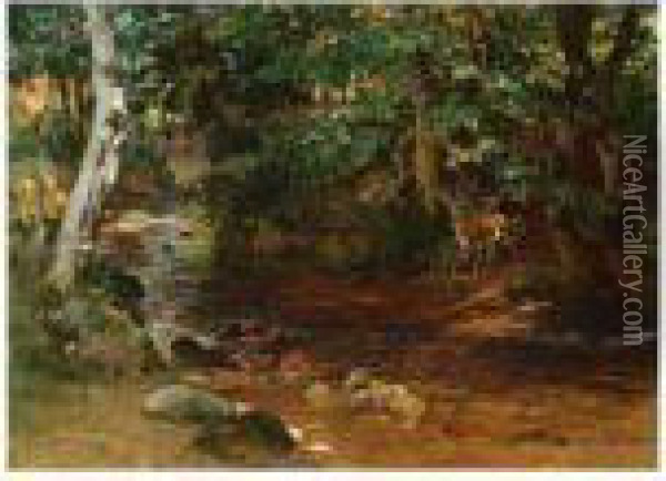 The Stream At Divonne Oil Painting - Frederick Arthur Bridgman