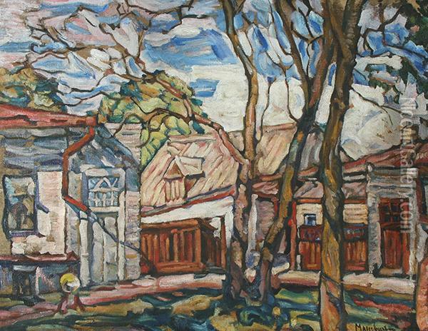 Village Scene Oil Painting - Abraham Manievich
