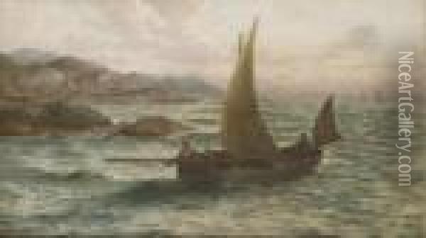 Fishers Returning, Morning At Stone Head, Connemara Oil Painting - Thomas Rose Miles