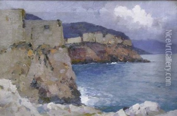 Ville Sur La Cote Adriatique Oil Painting - Alexei Vasilievitch Hanzen