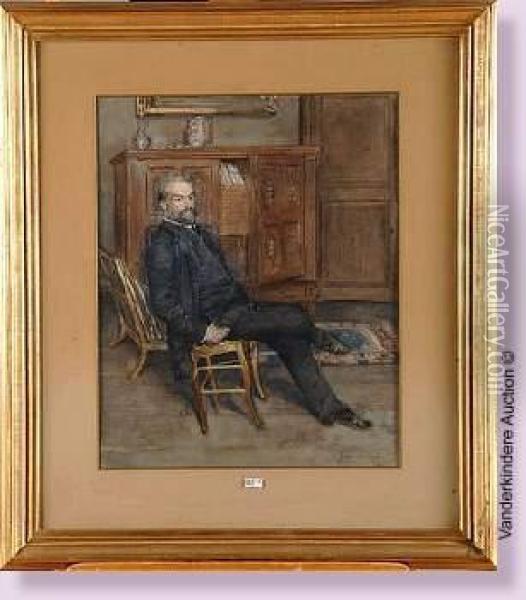 Homme Assis Dans Son Cabinet De Travail Oil Painting - Gustave Den Duyts