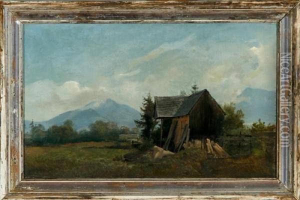 A Southern German Landscape Oil Painting - Vilhelm Peter Carl Petersen