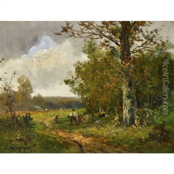 Waldrand Mit Bauern Oil Painting - Edma Morisot