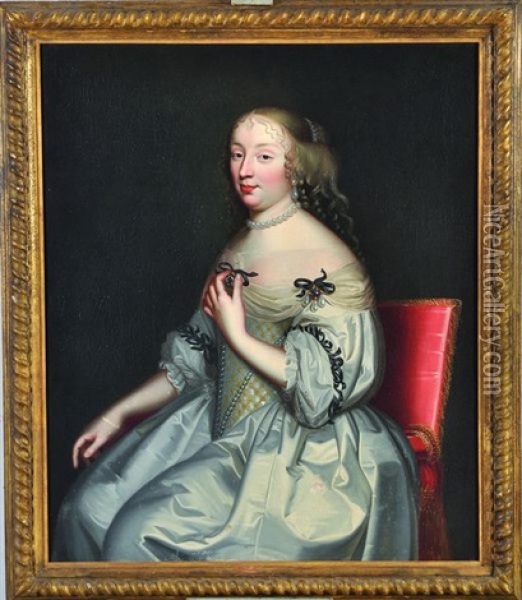 Jeune Femme En Robe Blanche Oil Painting - Jean Nocret