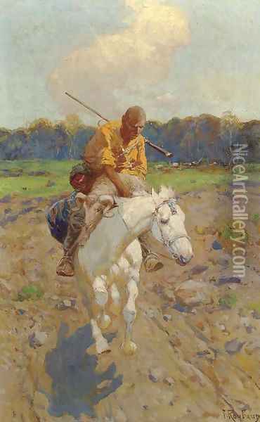 The Return from the Hunt Oil Painting - Franz Roubaud