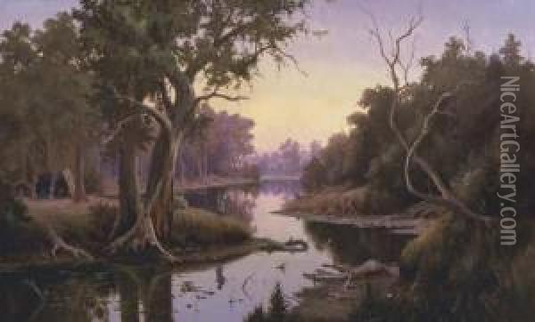 On The Murray River Oil Painting - Ernest William Christmas