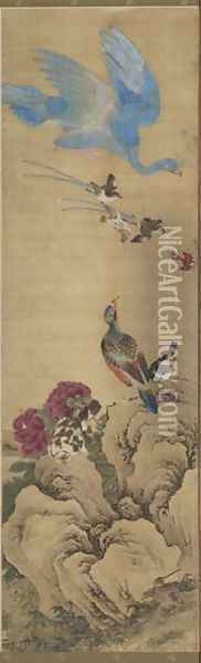 Birds and Flowers Qing Dynasty Oil Painting - Wu Huan
