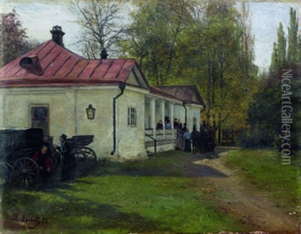 Cour Interieure D'un Manoir Russe Oil Painting - Mikhail Mikailovich Iarovoi