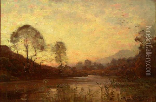 River Scene Oil Painting - Alexander Brownlie Docharty