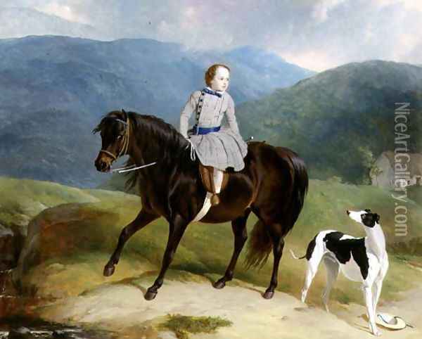 Master Edward Coutts Marjoriebanks on his Pony, c.1851 Oil Painting - Thomas Webster