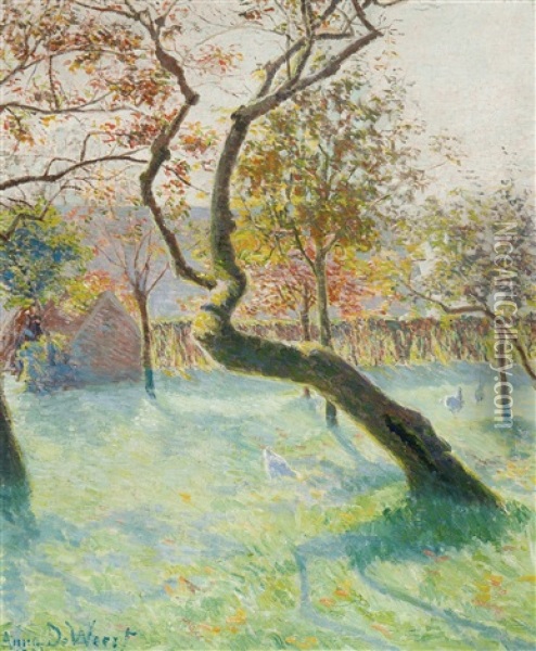 The Orchard In The Morning (1899-1901) Oil Painting - Anna de Weert