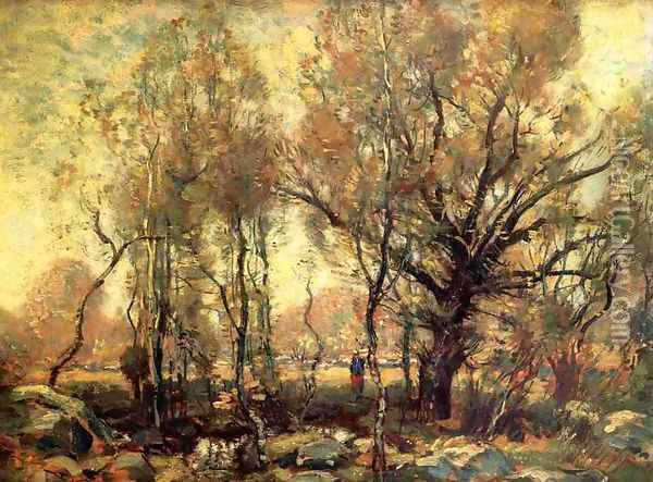 Figure in a Wooded Landscape Oil Painting - Henry Ward Ranger