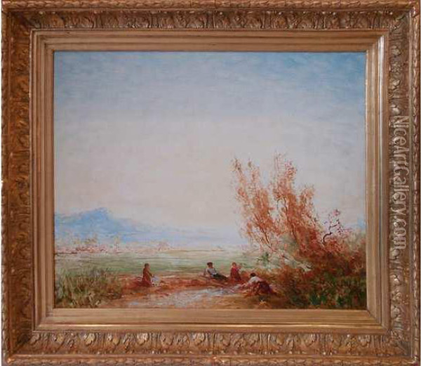 Lavandieres Pres De Nice Oil Painting - Felix Ziem