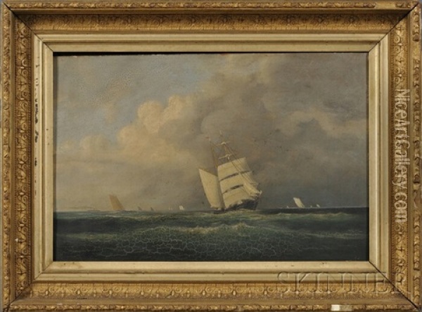 Sailing In Casco Bay On A Cloudy Day Oil Painting - Franklin Stanwood