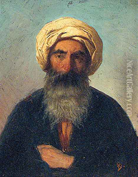 A bearded Man with a Turban Oil Painting - French School
