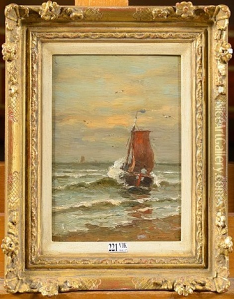 Chalutier En Bord De Mer Oil Painting - Gerhard Arij Ludwig Morgenstjerne Munthe