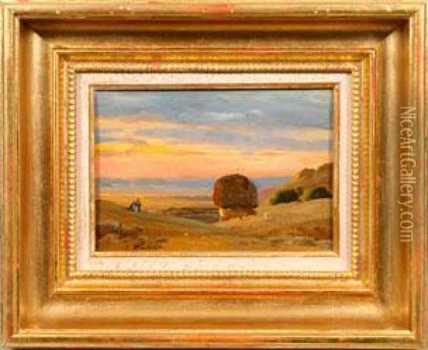 Agyptische Landschaft Mit Felsen Im Abendrot Oil Painting - Carl Wuttke