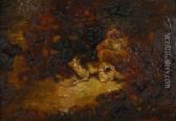 Seated Figures Oil Painting - Adolphe Joseph Th. Monticelli