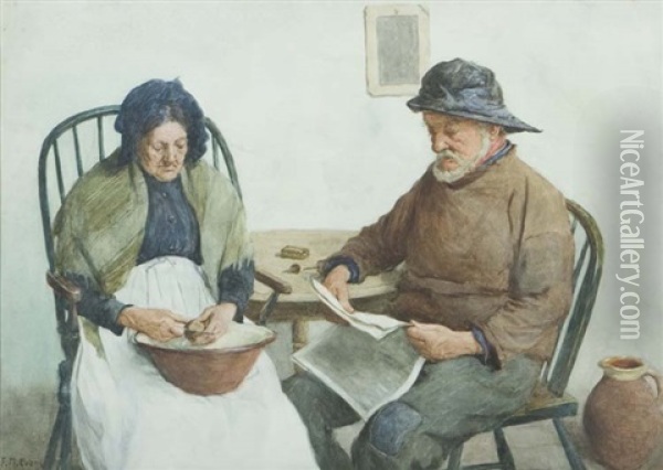 Preparing A Meal Oil Painting - Frederick James McNamara Evans