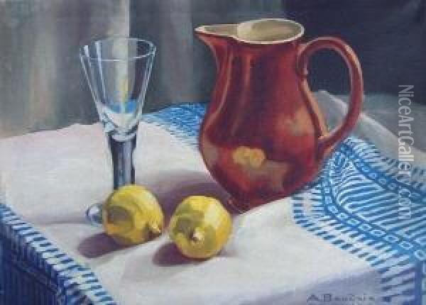 Stilleben Mit Zitronen Oil Painting - Aemilian Baudnik