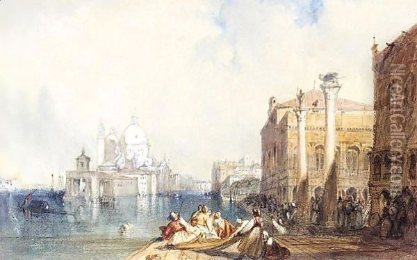 Santa Maria Della Salute And The Piazzetta, Venice Oil Painting - Richard Parkes Bonington