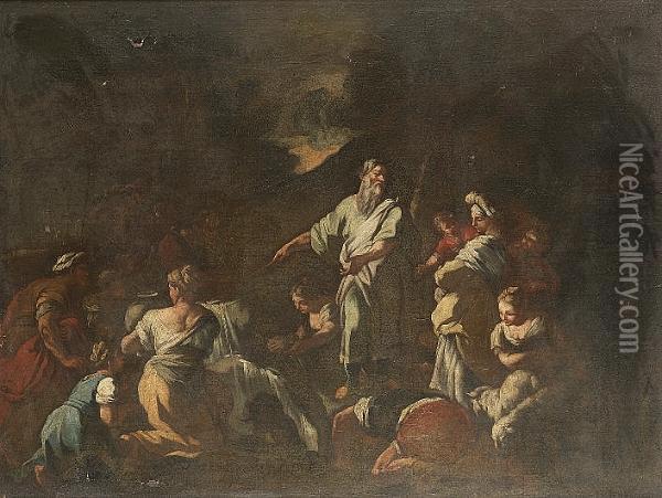 Moses Striking The Rock Oil Painting - Giovanni Camillo Sagrestani