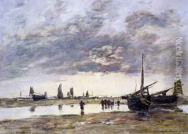 Low Tide at Berck Oil Painting - Eugene Boudin