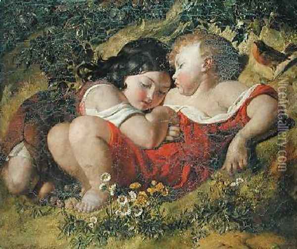 Children in the Wood 1855 Oil Painting - Daniel Maclise