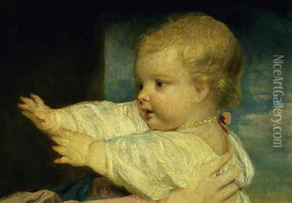 Portrait of Caroline, Duchess of Marlborough with her daughter Lady Caroline Spencer Oil Painting - Sir Joshua Reynolds