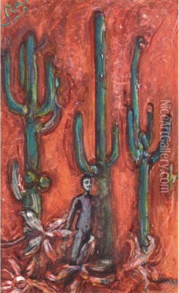 Man Amongst Cacti Oil Painting - Robert De Montesquiou