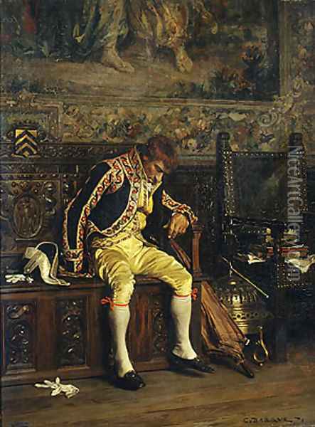 A Footman Sleeping 1871 Oil Painting - Charles Bargue