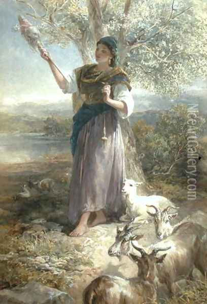 A Spanish Goatherd Oil Painting - Francis William Topham