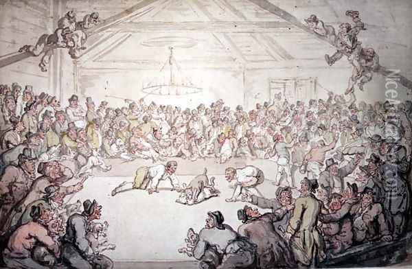 The Dog Fight Oil Painting - Thomas Rowlandson