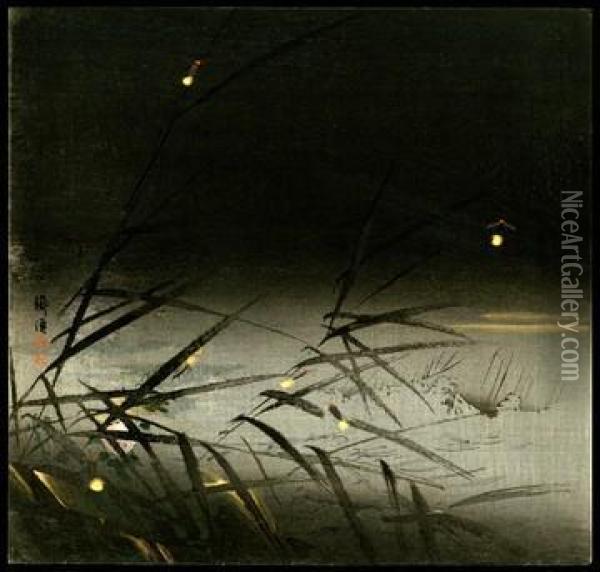 Fireflies Oil Painting - Tsukioka Kogyo