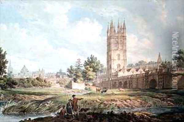 Magdalen College and Bridge Oxford from the River Oil Painting - Edward Dayes