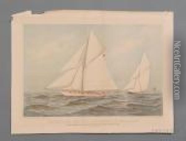 Thrash To Windward Oil Painting - Currier & Ives Publishers