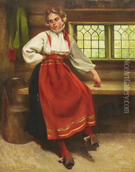 Dalkulla I Interior Oil Painting - August Vilhelm Nikolaus Hagborg
