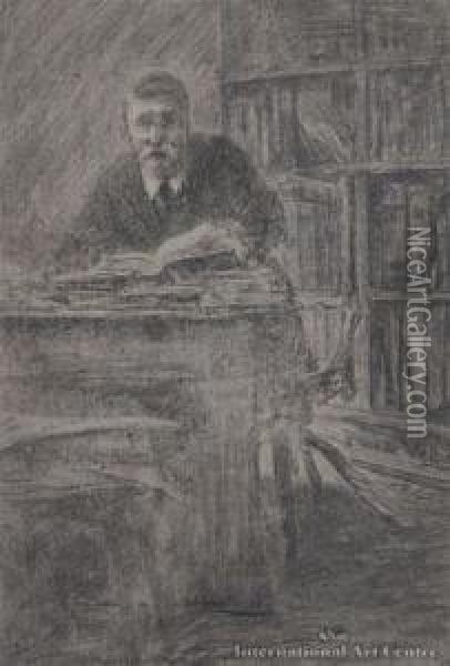 Portrait Of A Man Seated At A Desk Oil Painting - Petrus van der Velden