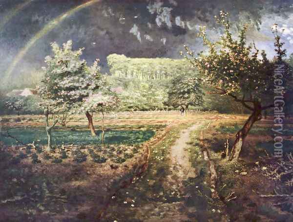 Paysage de printemps avec arc-en-ciel (Le Printemps) Oil Painting - Jean-Francois Millet
