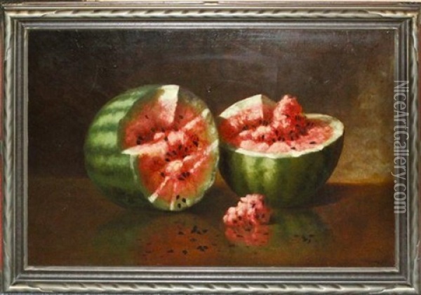 Watermelon Oil Painting - Carducius Plantagenet Ream