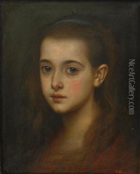 Portrait Of A Girl Oil Painting - Theodore Tchoumakoff