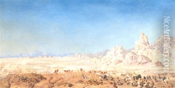 Beduinkaravan Oil Painting - Henrik August Ankarcrona