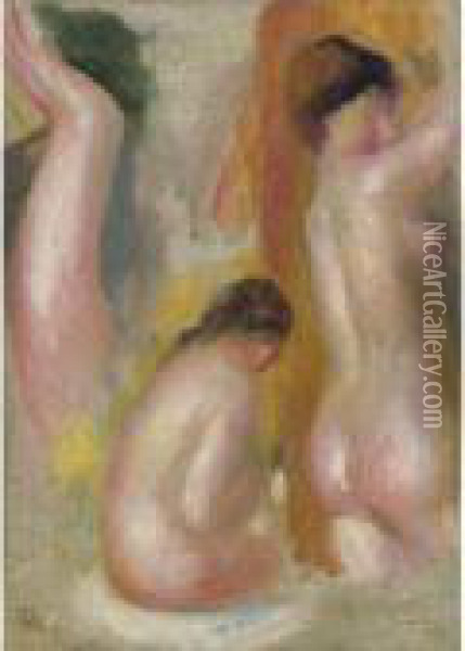 Trois Baigneuses Oil Painting - Pierre Auguste Renoir