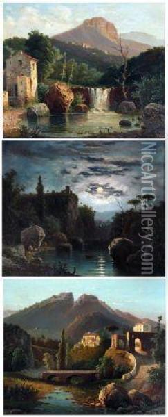 Italianate Landscapes Oil Painting - Raimpondo Scoppa