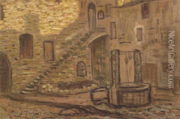 Escalier Palais Cardinal De Thuroye Oil Painting - Alfred Lesbros