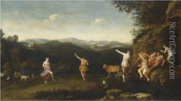 Arcadian Landscape With Dancing Nymphs Oil Painting - Cornelis Van Poelenburch