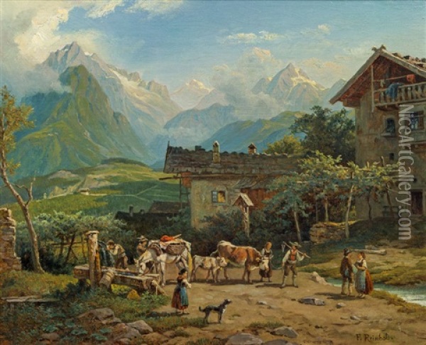 Dorf Tirol Bei Meran Oil Painting - Franz Reinhold