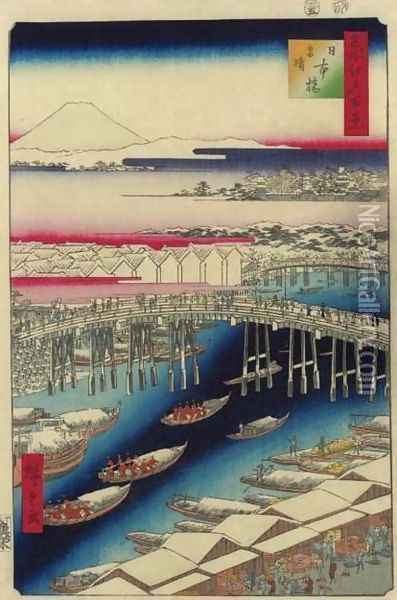 Nihon Bridge, Clear Weather After Snow (Nihonbashi yukibare) Oil Painting - Utagawa or Ando Hiroshige