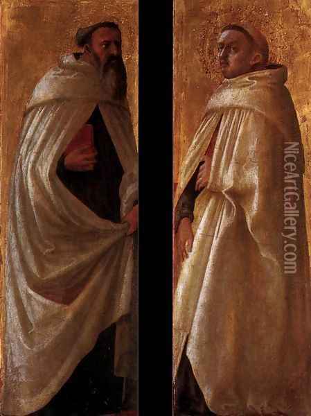 Two panels from the Pisa Altarpiece 2 Oil Painting - Masaccio (Tommaso di Giovanni)