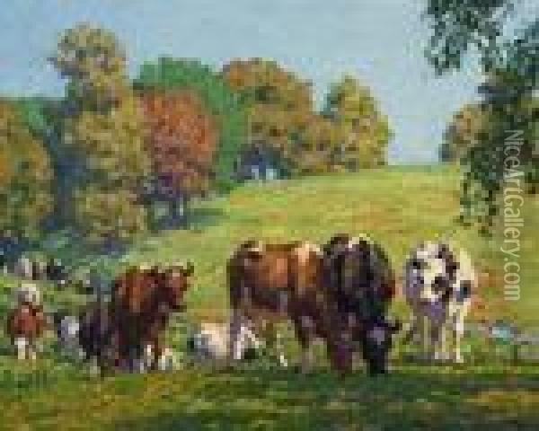 ''autumn Pasture'' Oil Painting - Edward Charles Volkert
